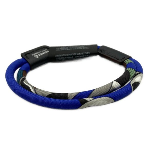 HERMES - Navy Gray Multi Silk Leather None Bracelet 191-081225 - Picture 1 of 4